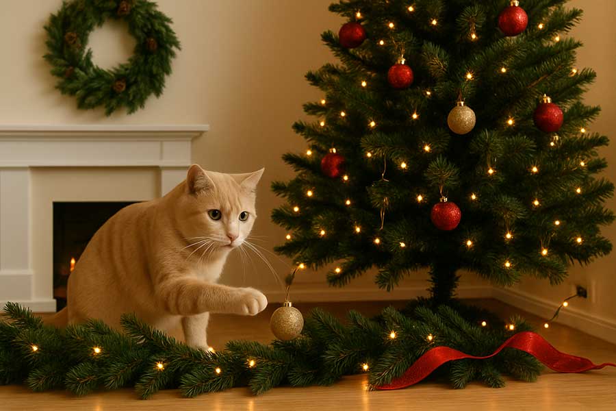 A Veterinarian’s Guide to Pet-Proofing Christmas Trees, Garlands, Wreaths, and Holiday Lights